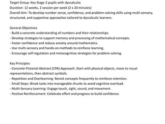 SOW Helping with Dyscalculia and or Maths Anxiety