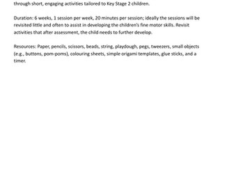 SOWs to develop Fine and Gross motor skills
