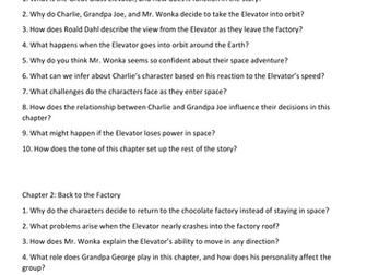Comprehension Charlie and the Great Glass  Elevator all chapters