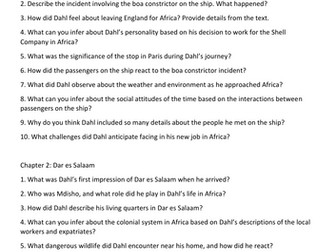 Comprehension Roald Dahl Going Solo