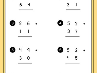 Mathematics Double-Digit Addition Worksheet in Colorful Simple Style