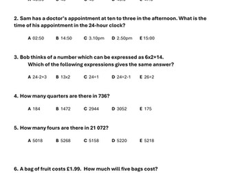 11 plus (GL) Maths Test 1