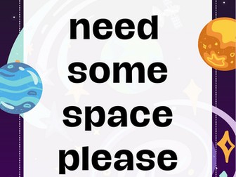 SEND support card for in class use-I Need Space