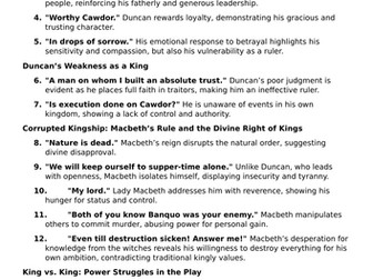 Kingship, ambition, cruelty - Macbeth quotes (theme)