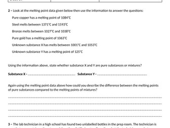 Separating Substances Worksheet with Answers