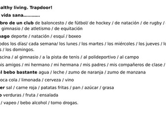 New AQA Spanish Foundation GCSE Unit 2 Healthy Living Trapdoor!