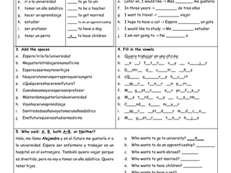 Spanish Future Plans revision worksheet