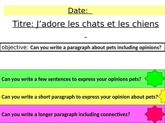 French Year 7 - Unit 1 lesson 8 - Animals 2