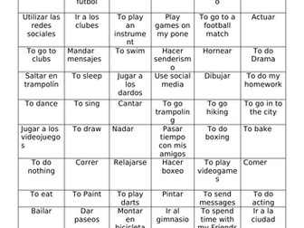 Spanish Hobbies Match Up Worksheet