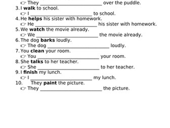 Present Perfect Form Worksheet