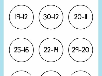 Blue Two-Digit Subtraction Worksheet