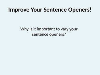 Sentence Openers Lesson/Revision