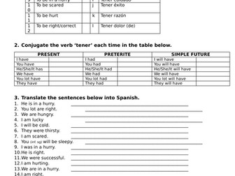 Expressions with tener