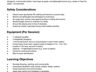 Quidditch Scheme of Work for KS2