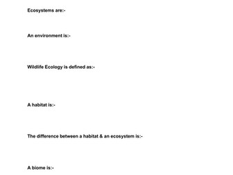 Level 3 Wildlife Ecology Introduction