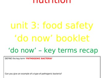AQA GCSE Food Prep & Nutrition  - Complete Food Safety