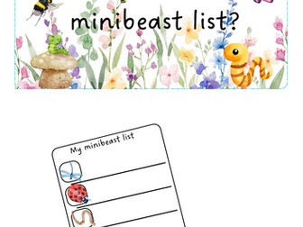 Minibeasts - list writing