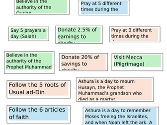 Sunni and Shi'a Islam Differences and Similarities worksheet