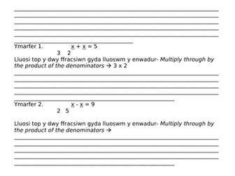 Solving Algebraic Fractions- Welsh