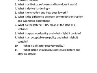 BTEC DIT Component 3 Revision Questions/ Cover Lesson Questions