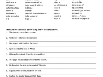 Verbs that take a/de/con/por/en