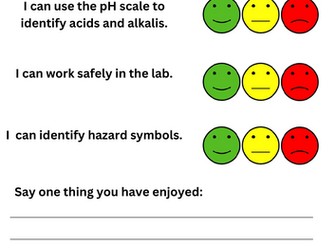 Acids and Alkalis Reflection Sheet – Science Self-Assessment