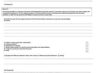 Mock AQA Citizenship studies Paper 2 2025