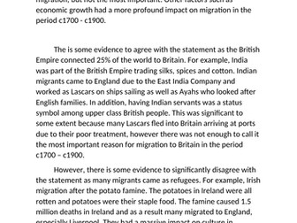 Exemplar question for migration in Britain