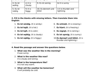 Weather - KS3 German Worksheet