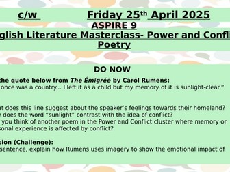 Power and Conflict Poetry Masterclass