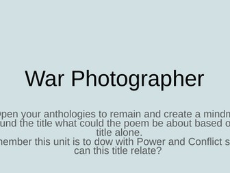 War Photographer Power&Conflict Lesson 1,2,3