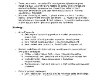 Business AQA A-Level full theorist list with brief explanation