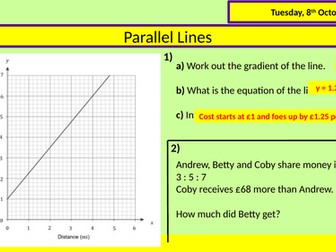 Parallel lines y = mx + c