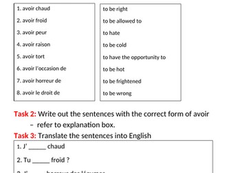 Year 9 French Cover lesson