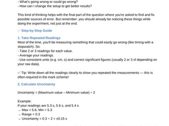 9702 Physics Practical Question 2 notes