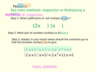Factorising Quadratics with an x^2 Coefficient Demonstration