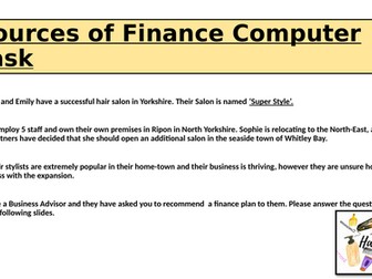 Sources of Finance Computer Room Scenario Task