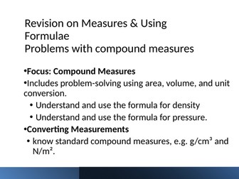 GCSE Compound Measures Revision - Presentation and Activities