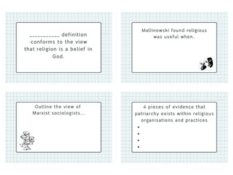 AQA Sociology Beliefs in Society student flash card activity