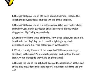 Cat On A Hot Tin Roof Stagecraft Worksheet