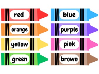 Small Crayon Color Flashcards in Colorful Illustrative Style