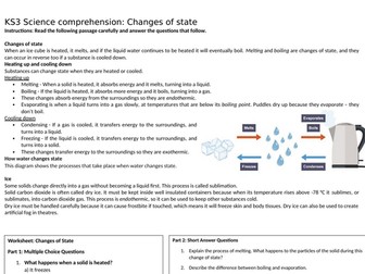 Year 7 - Chemistry Comprehension Bundle