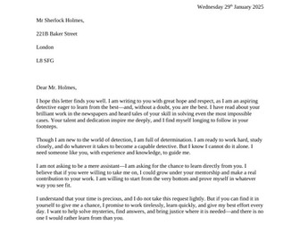KS3 Letter writing - Sherlock Holmes