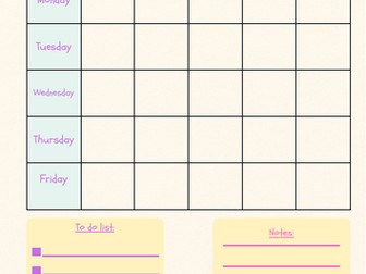 Weekly teaching planner