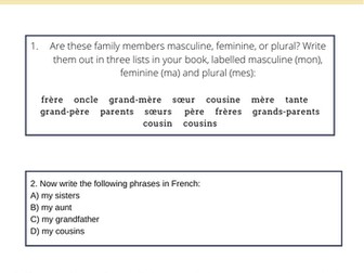 Mon, ma, mes- families