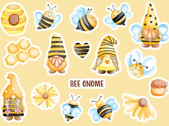 Happy Bee Gnome Sticker SVG et PDF
