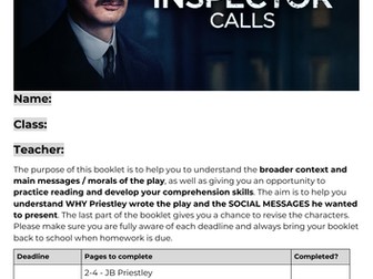An Inspector Calls homework booklet