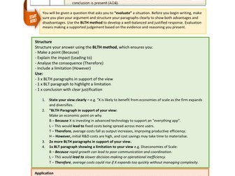 Edexcel GCSE Economics 12 mark questions answer structure