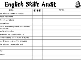 GCSE English Language and Literature skills audit