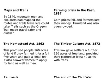 American West - push/pull factors card sort